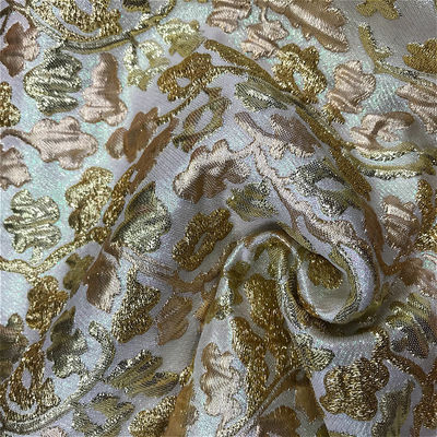 Ετοιμασμένο χρώμα Luxury Brocade Fabric 260gm Jacquard Metallic 100% Polyester